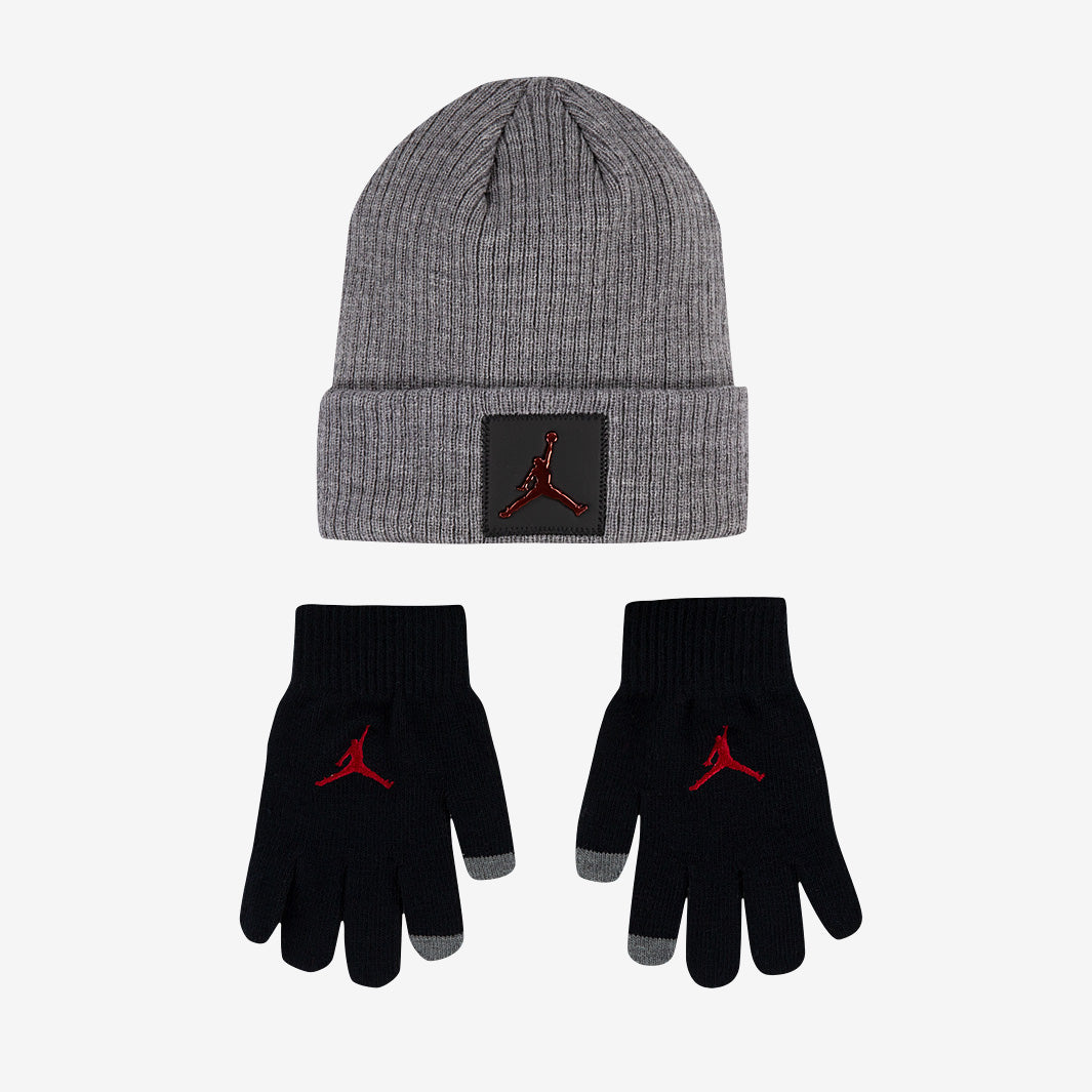 Jordan Ältere Kinder Jumpman Metal Patch Mütze & Handschuhset (8-15 Jahre) - Carbon Heather