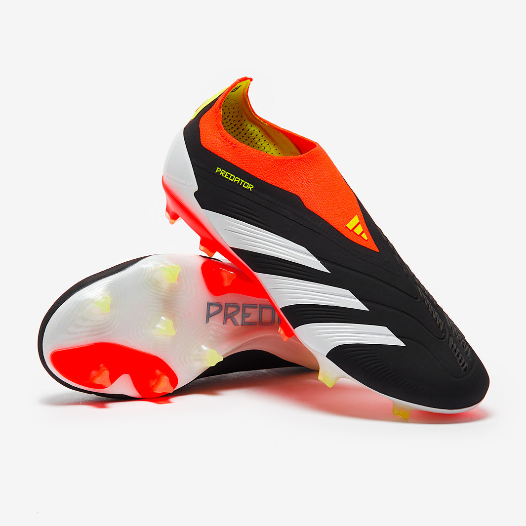 adidas Predator Elite Schnürungslos FG - Schwarz/Weiß/Solar Rot