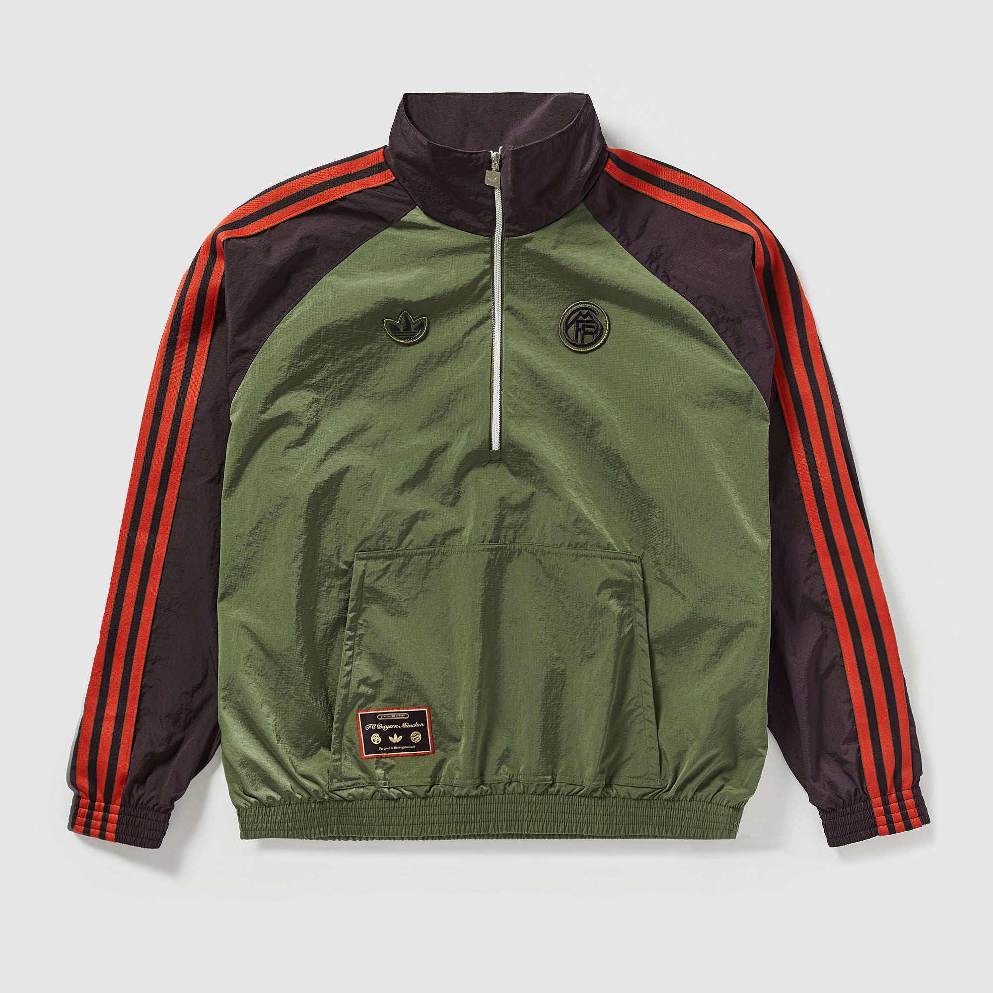 fc bayern softshell handschuhe adidas Originals Bayern München 25/26 Terrace Icons Half- Zip Jacke - Base  Grün/Aurora Schwarz