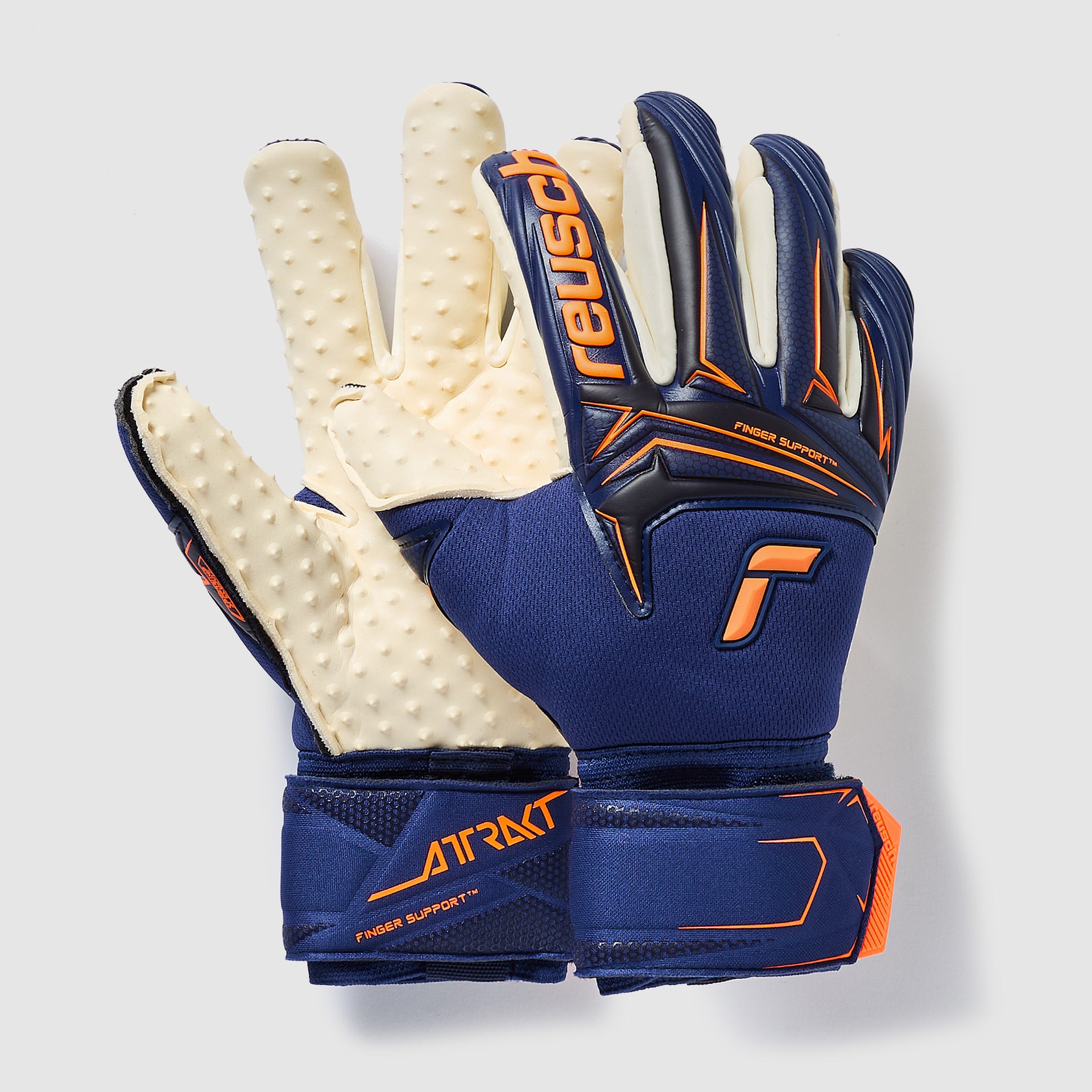 phantom handschuh verbessern Reusch Attrakt Speedbump Finger Support Torwarthandschuhe - Premium  Blau/Shocking Orange